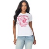 True Religion Women’s Crystal Heritage Crew Neck Tee – Cotton Blend, Classic Crewneck, Crystal Detail(Optic White)