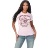 True Religion Women’s Crystal Heritage Crew Neck Tee – Cotton Blend, Classic Crewneck, Crystal Detail(Roseate Spoonbill)