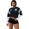 True Religion Women’s Crystal Jersey Sporty Top – 100% Cotton, Sporty Fit, Crystal Detail(Black/Wht)