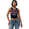 True Religion Women’s Crystal Rib Tank – Poly Rayon Blend, Ribbed Fit, Crystal Logo Detail(Jet Black)