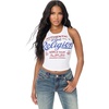 True Religion Women’s Crystal Rib Tank – Poly Rayon Blend, Ribbed Fit, Crystal Logo Detail(Optic White)