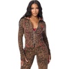 True Religion Women’s Leopard Baby Terry Zip Up Hoodie – Cotton Modal Blend, Soft Zip Up, Baby Terry Fabric(Leopard)
