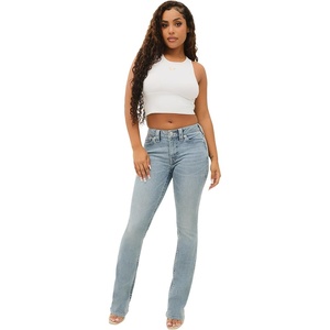 True Religion Women’s Becca Crystal Flap Mid Rise Bootcut Jean(Peak Spot)