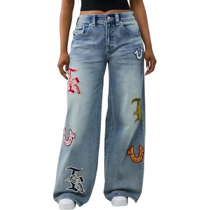 True Religion Women’s Jessie Super Baggy Wide Leg Jeans – 99% Cotton, Flap Pocket, Relaxed Fit(Wild Laurel)