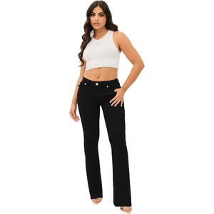 True Religion Women’s Joey Mid Rise Flare Jeans(Black Body Rinse)